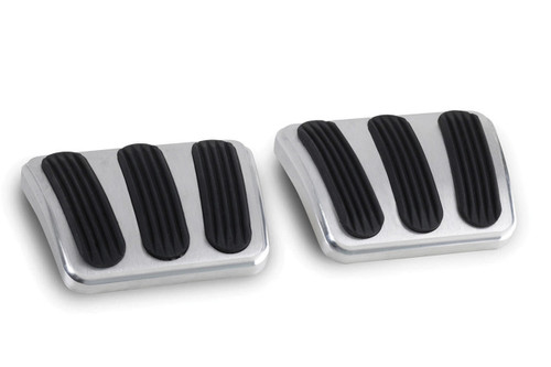 Lokar BAG-6132 Pedal Pad, Curved, Brake / Clutch, Rubber Pads, Billet Aluminum, Brushed, GM A-Body 1964-72, Pair