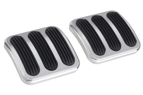 Lokar BAG-6174 Pedal Pad, Brake / Clutch, Rubber Pads, Billet Aluminum, Brushed, Various Jeep 1946-2010, Pair