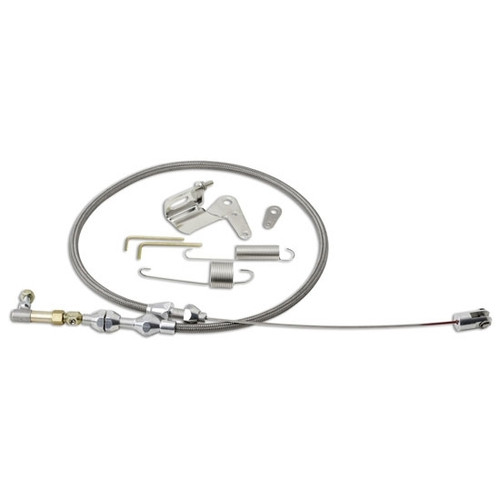 Lokar DP-1000HT36 Throttle Cable, 3 ft Long, Bracket / Return Spring, Braided Stainless, Natural, Universal, Kit