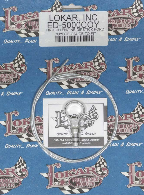 Lokar ED-5000COY Engine Oil Dipstick, Stick Only, Braided Stainless, Aluminum, Clear Anodized, Ford Coyote, Each