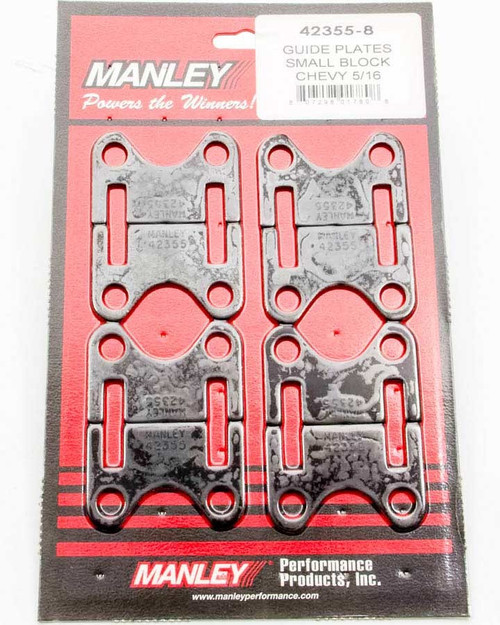 Manley 42355-8 Pushrod Guide Plate, 5/16 in Pushrod, Flat, Steel, Black Oxide, Small Block Chevy, Set of 8