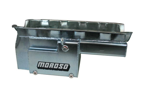 Moroso 20033 Engine Oil Pan, Marine, Rear Sump, 12 qt Capacity, 10 in Deep, Steel, Zinc Oxide, Big Block Chevy, Each