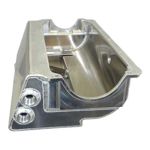 Moroso 21556 SBC Oil Pan, Dry Sump, 6-1/2 in. Deep, Two 12 AN Female Passenger Side Pickups, Aluminum, Natural, Each
