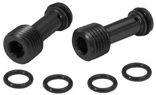 Moroso 22016 Oil Restrictors, Allen Head, Aluminum, Black Anodized, Flush Lifter Galley Boss, Chevy V8, Pair