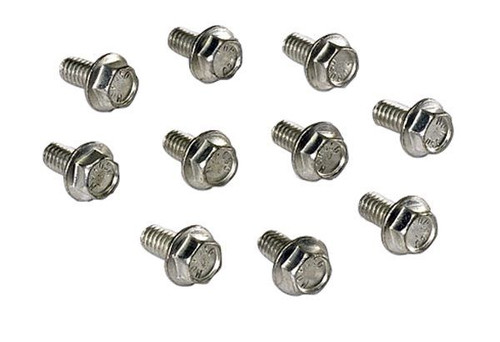 Moroso 38590 Timing Cover Bolt Kit, 1/4-20 in Thread, Integral Serrated Face Washer, Grade 8, Steel, Zinc Plated, Chevy V6 / V8, Set of 10