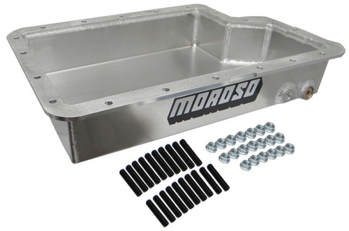 Moroso 42050 Transmission Pan, 3-5/8 in Deep, Magnetic Drain Plug, Aluminum, Natural, E40D / 4R100, Kit
