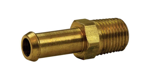 Moroso 65375 Fitting, Adapter, Straight, 1/4 in NPT Male to 3/8 in Hose Barb, Brass, Each