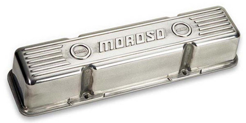 Moroso 68401 Valve Cover, Tall, Hardware Included, Moroso Logo, Cast Aluminum, Polished, Small Block Chevy, Pair