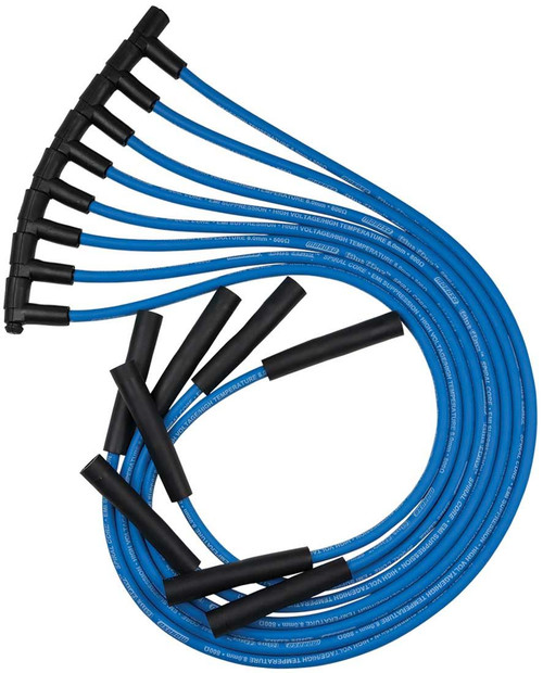 Moroso 72528 Spark Plug Wire Set, Blue Max, Spiral Core, 8 mm, Blue, Straight Plug Boots, HEI Style Terminal, Big Block Chevy, Kit-1