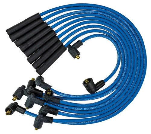 Moroso 72650 Spark Plug Wire Set, Blue Max, Spiral Core, 8 mm, Blue, Straight Plug Boots, Socket Style, Small Block Mopar, Kit