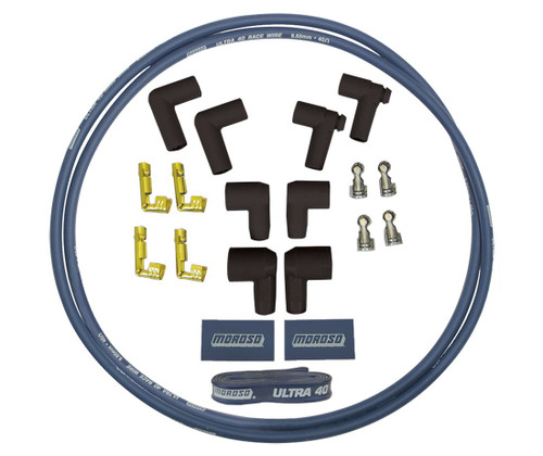 Moroso 73240 Coil Wire, Ultra 40, 8.65 mm, Sleeved, 48 in Long, Blue, HEI / Socket Style, Cut to Fit, Kit