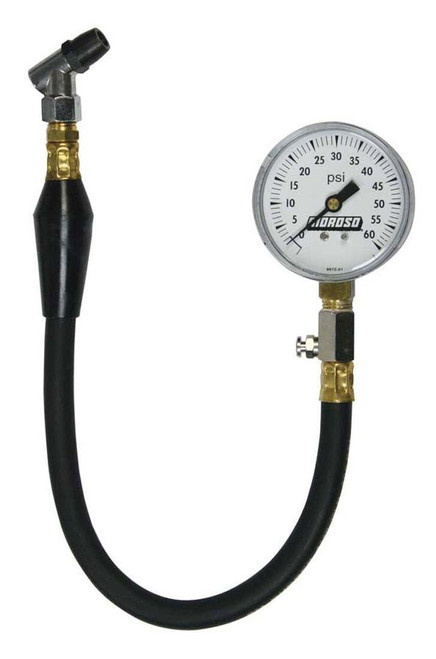 Moroso 89560 Tire Pressure Gauge, 0-60 psi, Analog, 2-5/8 in Diameter, White Face, 1/2 lb Increments, Each