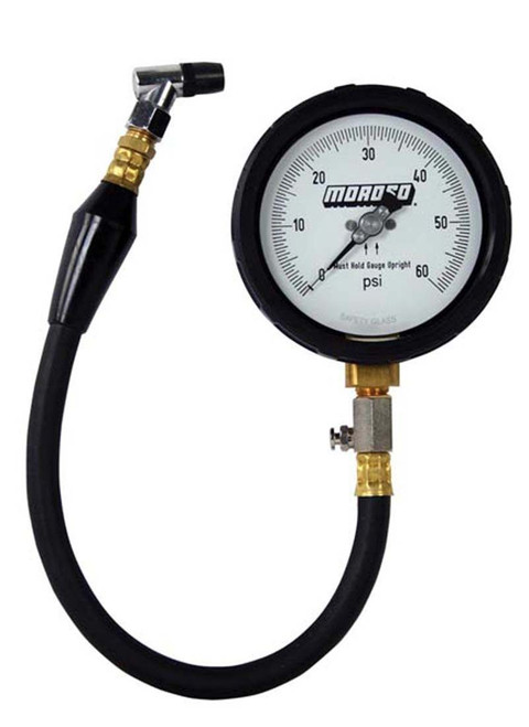 Moroso 89562 Tire Pressure Gauge, Pro Series, 0-60 psi, Analog, 4 in Diameter, White Face, 1/2 lb Increments, Each