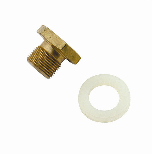 Mr. Gasket 1510 Power Valve Plug, 1/2-28 in Threaded Plug, Gasket Included, Aluminum, Gold Anodized, Holley Carburetors, Each