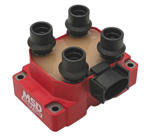 Msd Ignition 8241 Ignition Coil Pack, Blaster OEM, 0.530 ohm, Female Socket, 40000V, Red, Ford 4 Tower DIS, Each