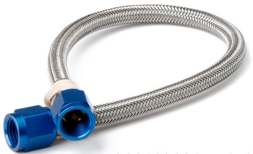 Nitrous Oxide Systems 15250NOS Nitrous Hose, 48 in Long, 4 AN Hose, 4 AN Straight to 4 AN Straight Female, Braided Stainless, PTFE, Blue Fittings, Each