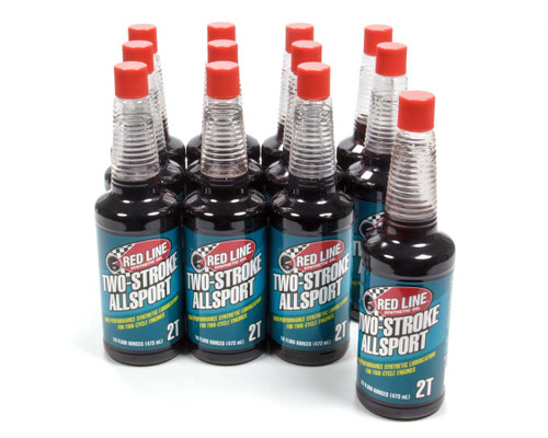 Redline Oil 40803 Case/12 2 Stroke Oil, Allsport, Low Ash, Synthetic, 16 oz Bottle, Set of 12