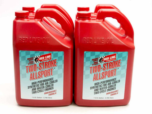 Redline Oil 40805 Case/4 2 Stroke Oil, Allsport, Low Ash, Synthetic, 1 gal Jug, Set of 4