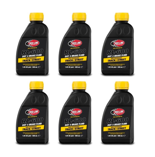 Redline Oil 90404 Brake Fluid, RL-600, DOT 4, Synthetic, 16.9 oz Bottle, Set of 6