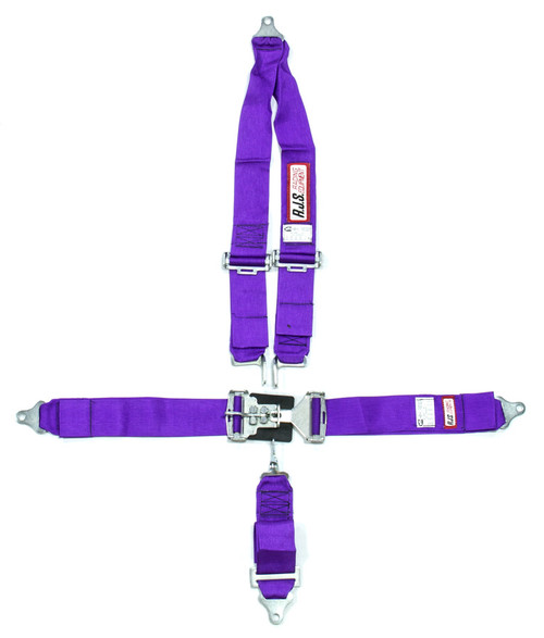 Rjs Safety 1126208 Harness, 5 Point, Latch and Link, SFI 16.1, 64 in Length, Pull Down Adjust, Bolt-On, V-Type Harness, Purple, Kit