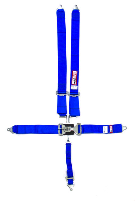 Rjs Safety 1127803 Harness, 5 Point, Latch and Link, SFI 16.1, 64 in Length, Pull Down Adjust, Bolt-On / Wrap Around, Individual Harness, Blue, Kit