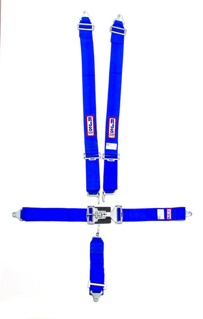 Rjs Safety 1128603 Harness, 5 Point, Latch and Link, SFI 16.1, 64 in Length, Pull Down Adjust, Bolt-On / Wrap Around, Individual Harness, Blue, Kit