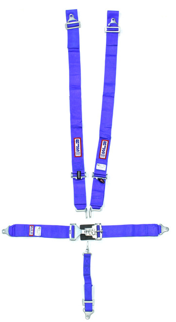 Rjs Safety 1130203 Harness, 5 Point, Latch and Link, SFI 16.1, 64 in Length, Pull Down Adjust, Bolt-On / Wrap Around, Individual Harness, Blue, Kit