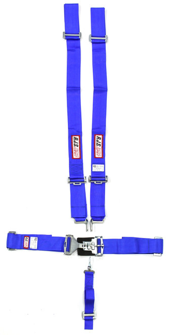 Rjs Safety 1130403 Harness, 5 Point, Latch and Link, SFI 16.1, 64 in Length, Pull Down Adjust, Complete Wrap Around, Individual Harness, Blue, Kit