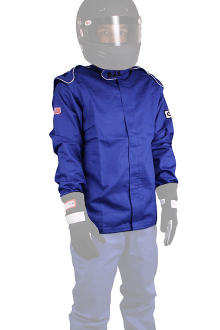RJS Safety 200400306 Elite Driving Jacket, SFI 3.2A/1, Single Layer, Fire Retardant Cotton, Blue, X-Large, Each