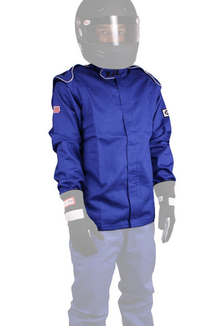 RJS Safety 200430305 Elite Driving Jacket, SFI 3.2A/5, Double Layer, Fire Retardant Cotton, Blue, Large, Each