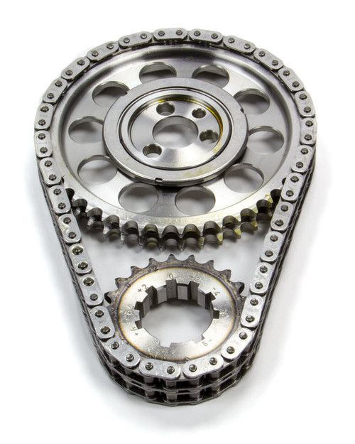 Rollmaster-Romac CS1040-LB05 Timing Chain Set, Red Series, Double Roller, Keyway Adjustable, 0.005 in Shorter, Needle Bearing, Billet Steel, Small Block Chevy, Kit