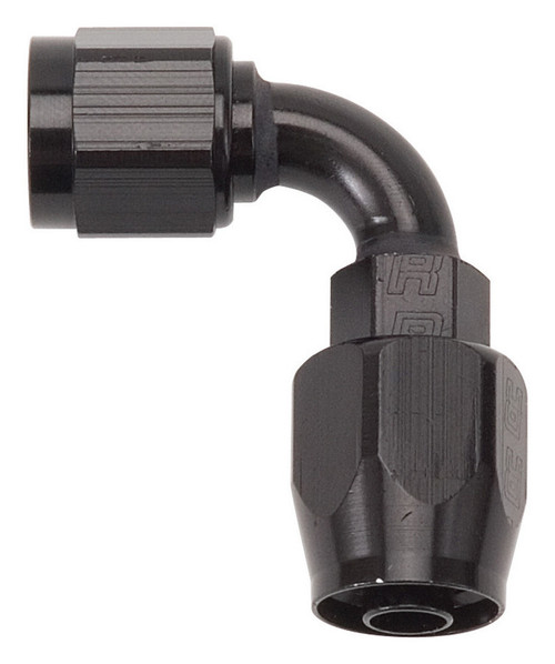 Russell 610185 Fitting, Hose End, Full Flow, 90 Degree, 10 AN Hose to 10 AN Female, Aluminum, Black Anodized, Each