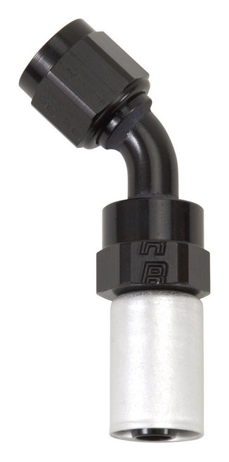 Russell 610473 Fitting, Hose End, Crimp-On, 45 Degree, 6 AN Hose Crimp to 6 AN Female, Aluminum, Black / Silver Anodized, Each