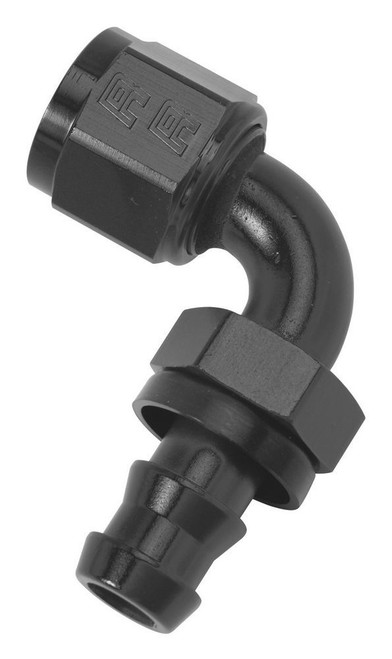 Russell 624183 Fitting, Hose End, Twist-Lok, 90 Degree, 10 AN Hose Barb to 10 AN Female, Aluminum, Black Anodized, Each
