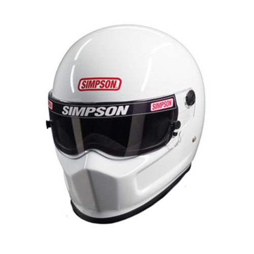 Simpson Safety 7210011 Super Bandit Helmet, Closed Face, Snell SA2020, Head and Neck Support Ready, White, Small, Each