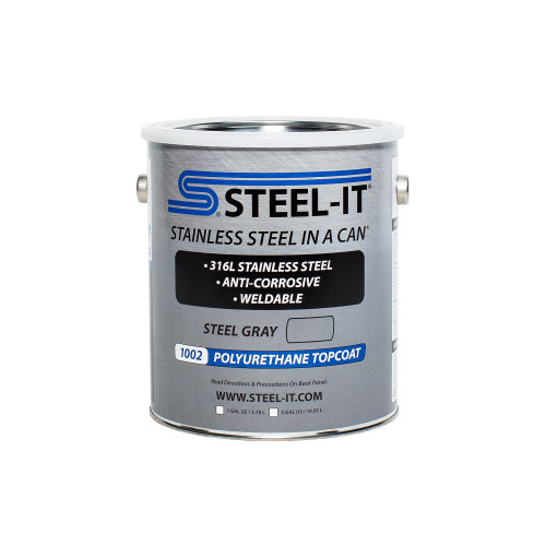 Steel-It STL1002G Paint, Stainless Steel in a Can, Polyurethane, Weldable, Non-Corrosive, Steel Gray, 1 gal Can, Each