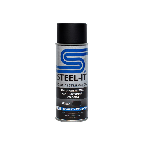 Steel-It STL1012B Paint, Stainless Steel in a Can, Polyurethane, Weldable, Non-Corrosive, Black, 14 oz Aerosol, Each