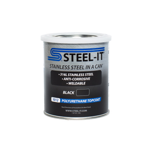 Steel-It STL1012Q Paint, Stainless Steel in a Can, Polyurethane, Weldable, Non-Corrosive, Black, 1 qt Can, Each