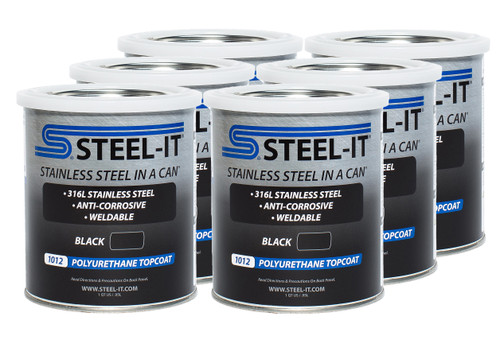 Steel-It CASE1012Q Paint, Stainless Steel in a Can, Polyurethane, Weldable, Non-Corrosive, Black, 1 qt Can, Set of 6