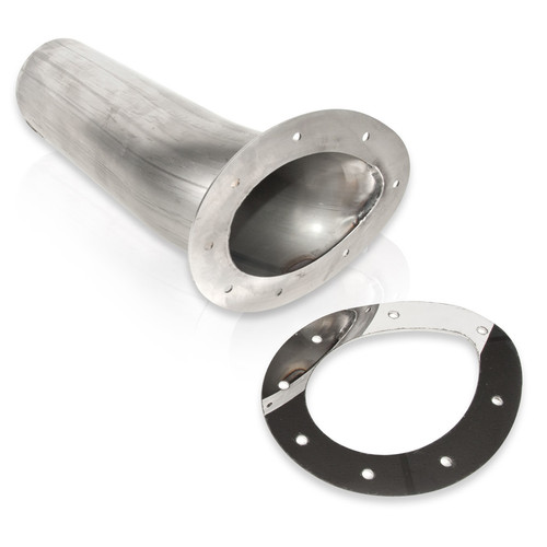 Stainless Works ST2811 Exhaust Tip, Teardrop Through-Body Tip, Clamp-On / Weld-On, 3 in OD Inlet, 9-1/2 in Long, Stainless Trim Plate Included, Single Wall, Flange Edge, Straight Cut, Stainless, Natural, Kit