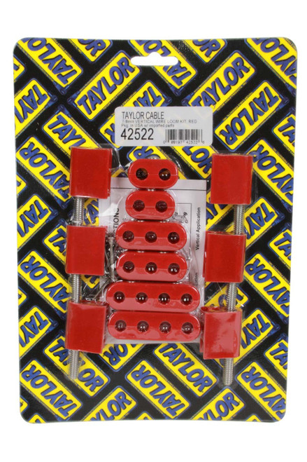 Taylor/Vertex 42522 Spark Plug Wire Divider, Valve Cover Mount, 7-8 mm Wires, Nylon, Red, Clamp Style, Vertical, Kit