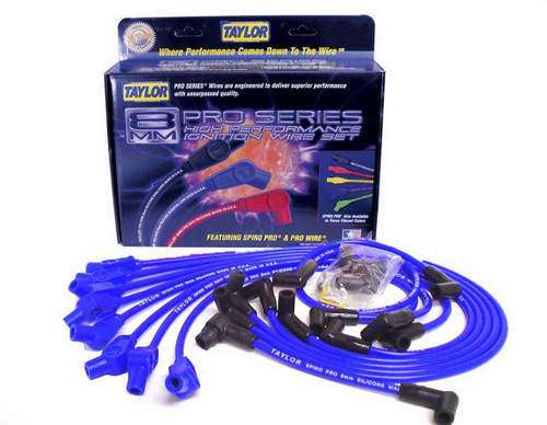 Taylor/Vertex 74658 Spark Plug Wire Set, Spiro-Pro, Spiral Core, 8 mm, Blue, 135 Degree Plug Boots, HEI Style Terminal, Small Block Ford, Kit