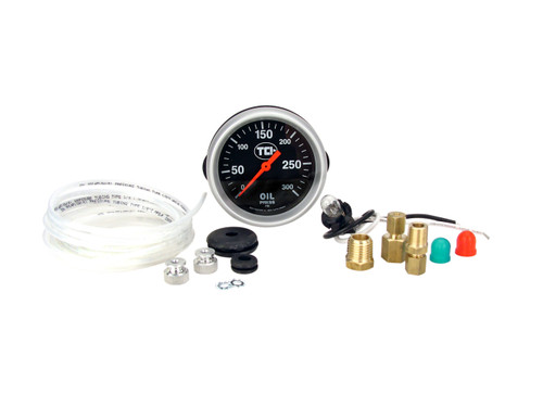 Tci 801100 Transmission Pressure Gauge, 0-300 psi Range, Mechanical, Analog, 2-5/8 in Diameter, Black Face, Kit