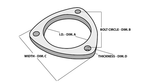 Vibrant Performance 1482 Collector Flange, 3-Bolt, 3/8 in Thick, 2-1/2 in ID, Stainless, Set of 5