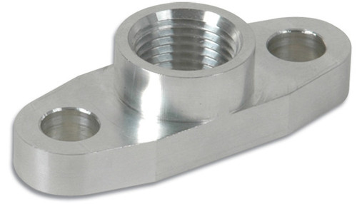 Vibrant Performance 2898 Fitting, Turbo Fitting, Adapter, Straight, Oil Pan Drain Flange to 1/2 in NPT Female, Aluminum, Natural, T04 / T3 / T4 Turbos, Each