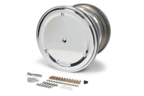 Weld Racing 734B-31052 Wheel, Magnum Midget / Mini Sprint, 13 x 10 in, 2.000 in Backspace, 31 Spline, Beadlock, Cover Included, Aluminum, Black Anodized / Polished, Each