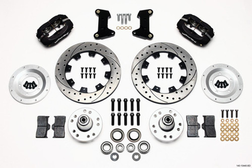 Wilwood 140-10440-BD Brake System, Forged Dynalite, Front, 4 Piston Caliper, 12.190 in Drilled / Slotted Rotor, Offset, Aluminum, Black, Ford Mustang II / Pinto 1974-80, Kit