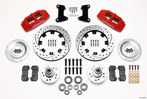 Wilwood 140-10742-DR Brake System, Dynapro, Front, 6 Piston Caliper, 12.19 in Steel Rotor, Offset Hub, Aluminum, Red Powder Coat, Ford Mustang II / Pinto 1974-78, Kit