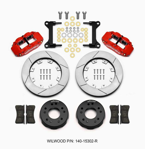 Wilwood 140-15302-R Brake System, Forged Narrow Superlite 4R, Front, 4 Piston Caliper, 12.190 in Slotted Iron Rotor, Aluminum, Red Powder Coat, GM SUV / Truck 1963-87, Kit