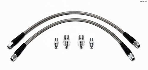 Wilwood 220-11751 Brake Hose Kit, Flexline, DOT Approved, 16 in, 3 AN Hose, 3 AN Straight Inlet, 3 AN Straight Outlet, Fittings Included, Braided Stainless, Front, Mazda Miata 1995-2005, Kit